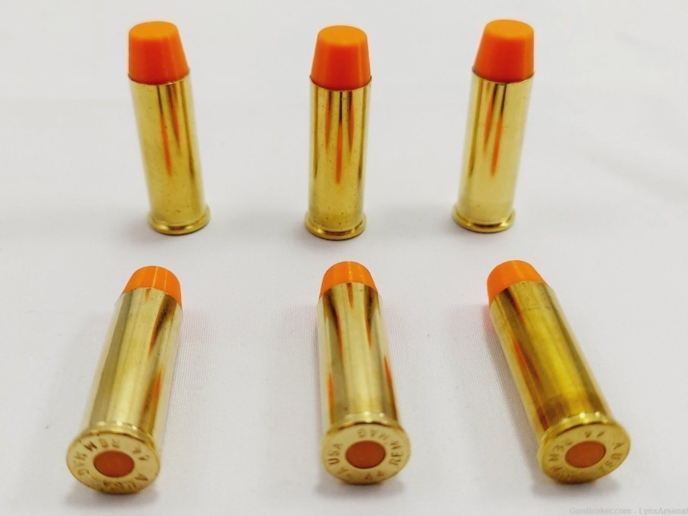 44 Magnum Brass Snap caps / Dummy Training Rounds - Set of 6 - Orange-img-0