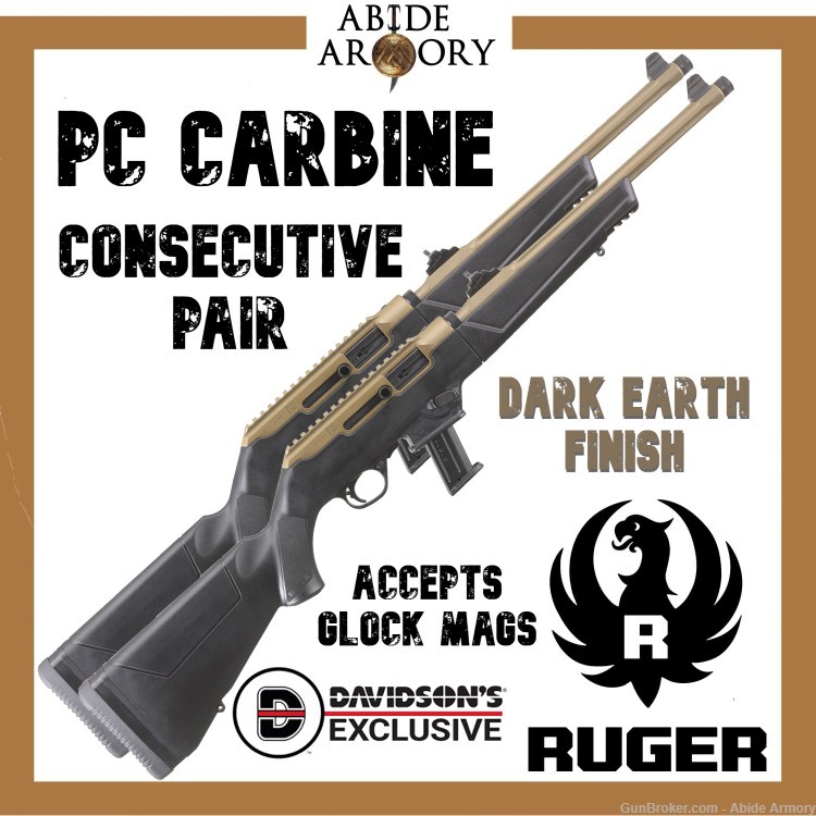 Ruger PC Carbine 9mm 19113 Consecutive Pair DAV Dark Earth 736676191130-img-0