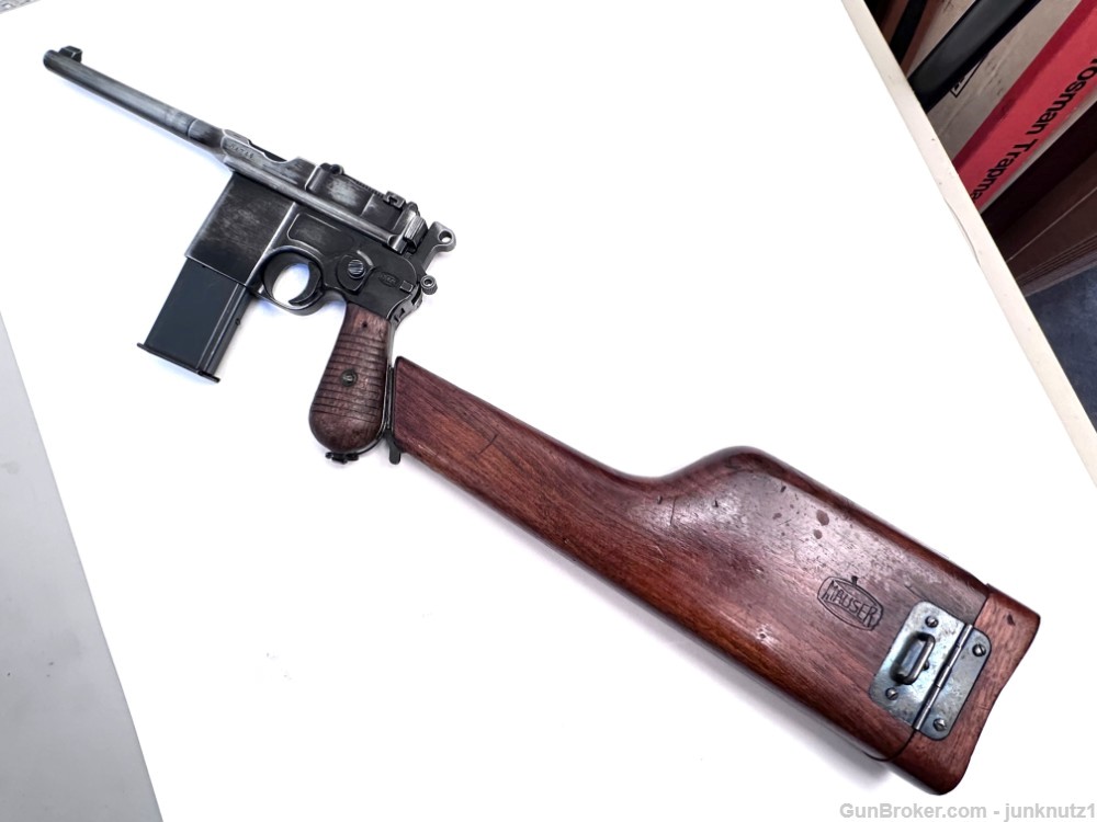 Mauser Broomhandle Model 1932 Schnellfeur Walnut Holster Stock Original-img-0