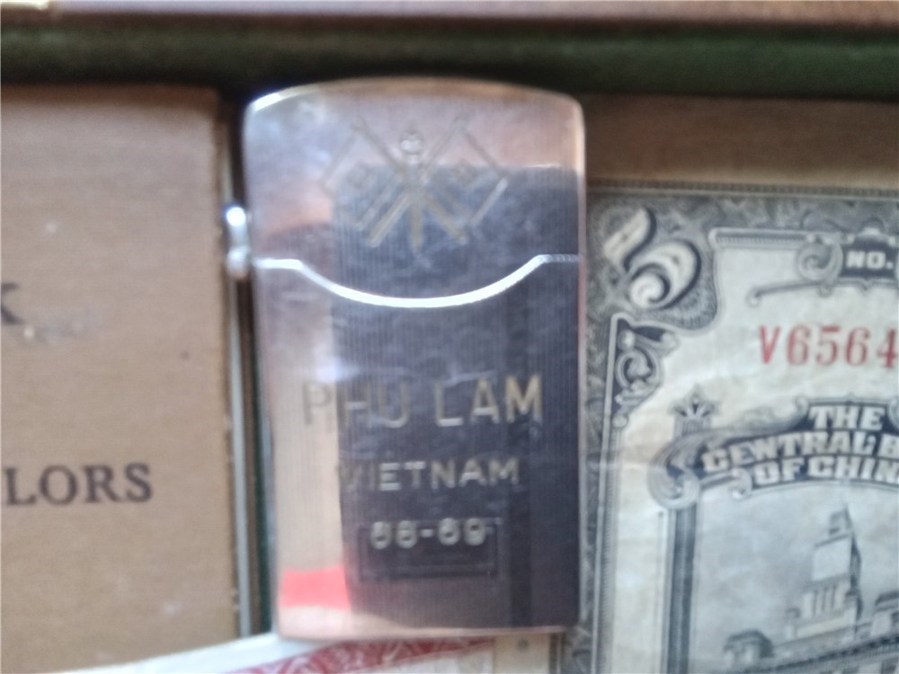 Vietnam Currency,compass, Prayer book, coin book, & Zenith 1968 lighter-img-7