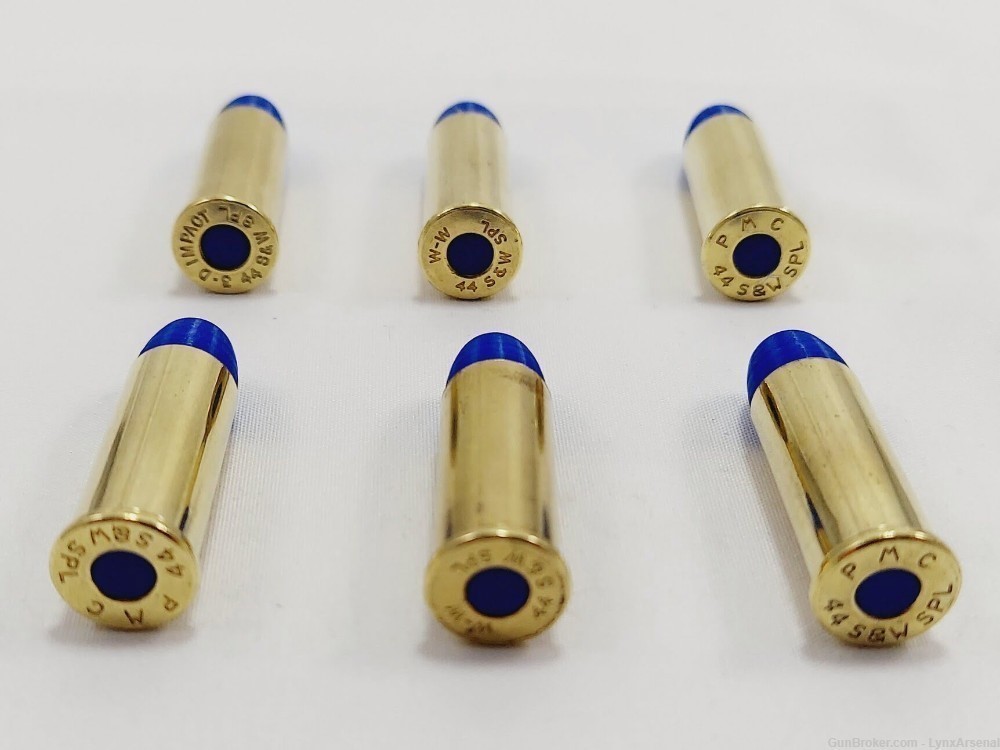 44 Special Brass Snap caps / Dummy Training Rounds - Set of 6 - Blue-img-3