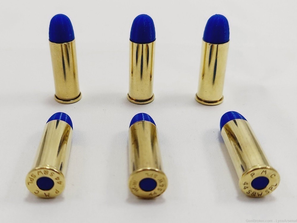 44 Special Brass Snap caps / Dummy Training Rounds - Set of 6 - Blue-img-0