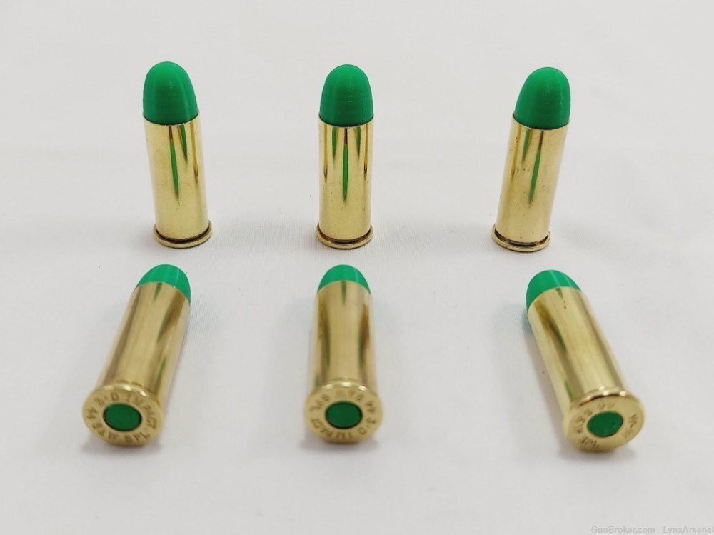44 Special Brass Snap caps / Dummy Training Rounds - Set of 6 - Green-img-0