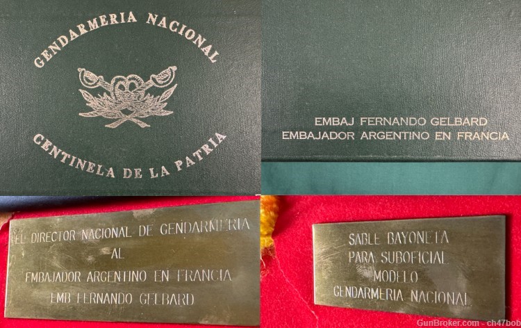 ARGENTINE GENDARMERIA SHORT SWORD w PRESENTATION CASE 800 made GN          -img-1