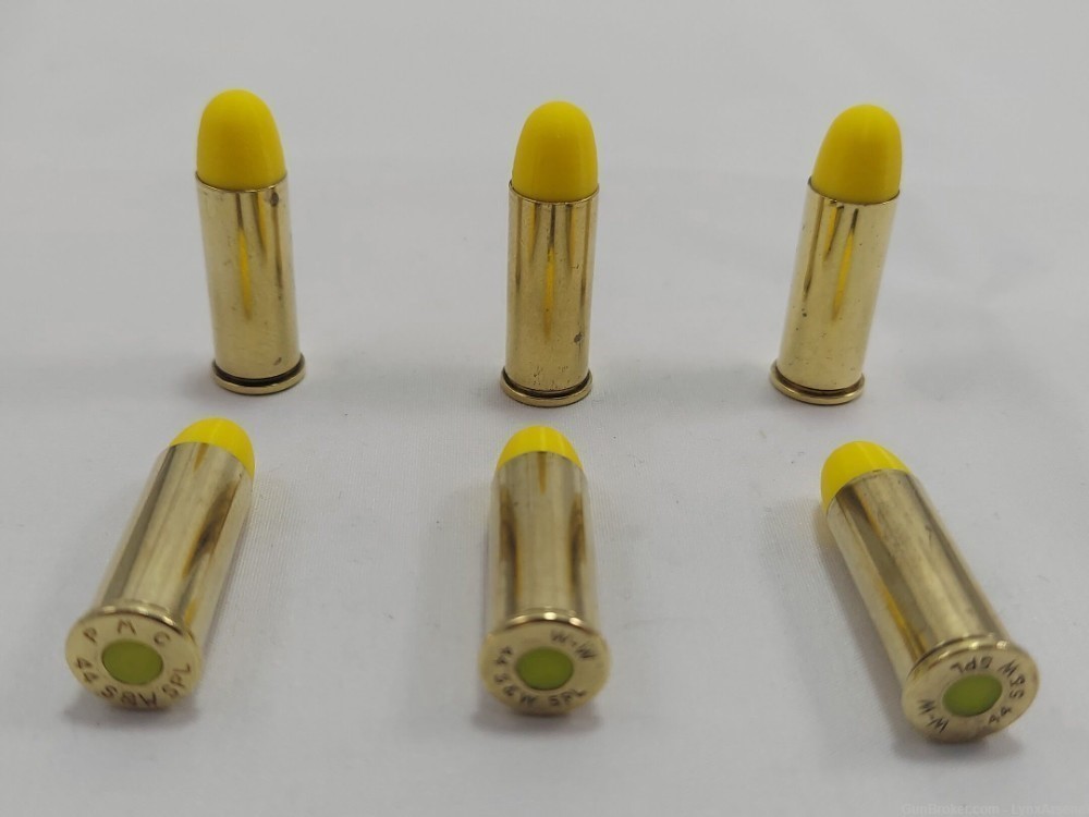 44 Special Brass Snap caps / Dummy Training Rounds - Set of 6 - Yellow-img-0