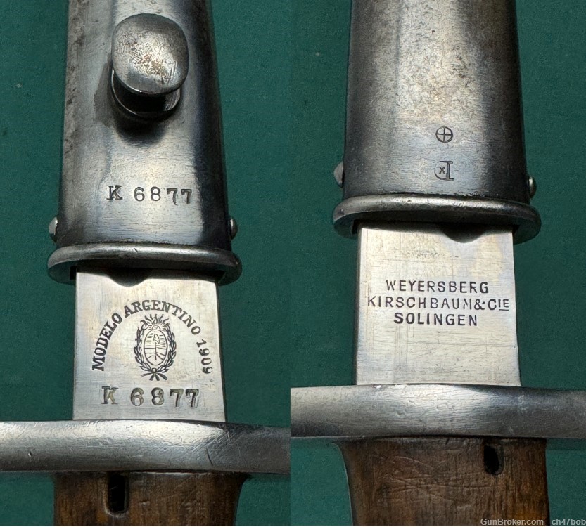 ARGENTINE 1909 BAYONET CREST MATCHING WKS BLOCK LETTERS GERMAN made-img-0