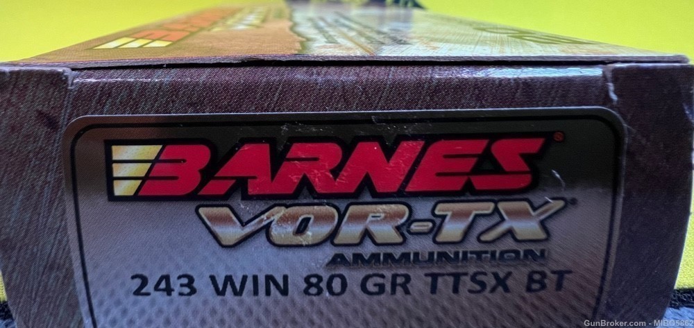 Barnes VOR-TX .243 Winchester Ammunition. One Box.  -img-1
