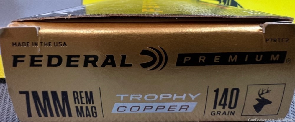 Federal Premium Trophy Copper 7mm Rem. mag Ammunition. One Box. -img-1