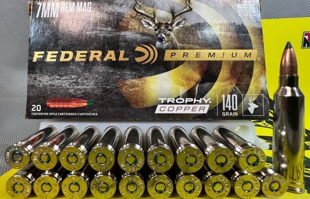 Federal Premium Trophy Copper 7mm Rem. mag Ammunition. One Box. -img-3