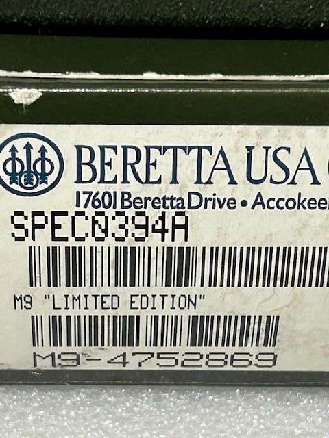 Beretta M9 9mm Rare "Limited Edition" 92FS 92F 92 M-9 -img-3