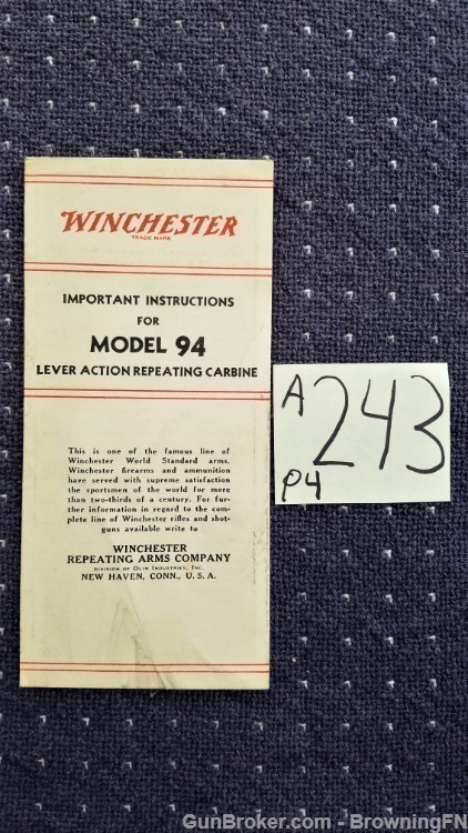 Orig Winchester Model 94 Owners Instruction Manual-img-0