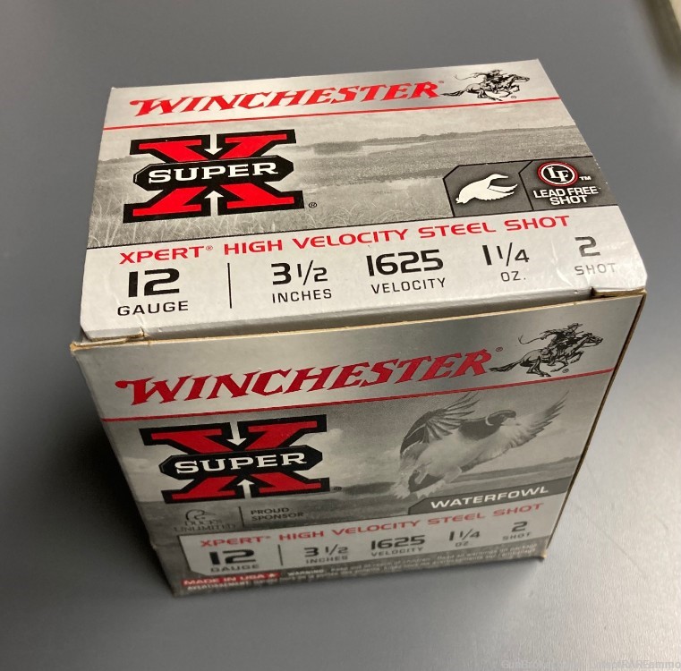 Winchester 12 gauge 3.50" 25rd steel #2 12ga waterfowl shotshells Super-X -img-0