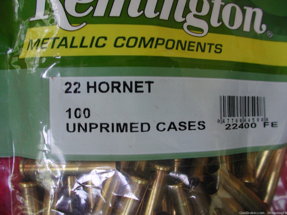 100 NEW Remington Brass Cases  for .22 HORNET -img-0
