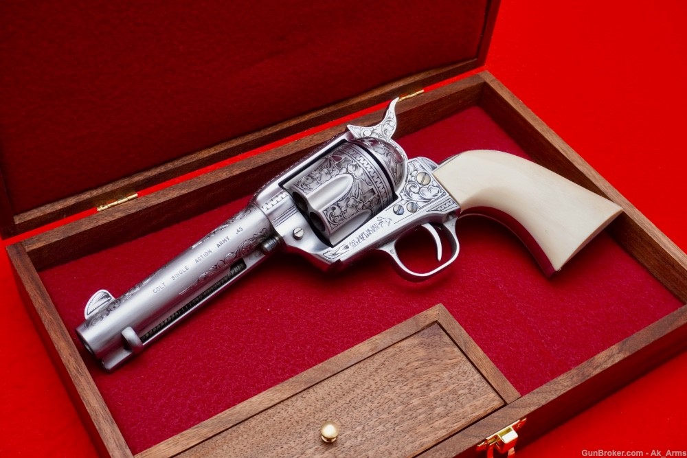 1978 Colt SAA .45Colt Engraved French Grey *ONE PIECE ELEPHANT IVORY GRIPS*-img-21