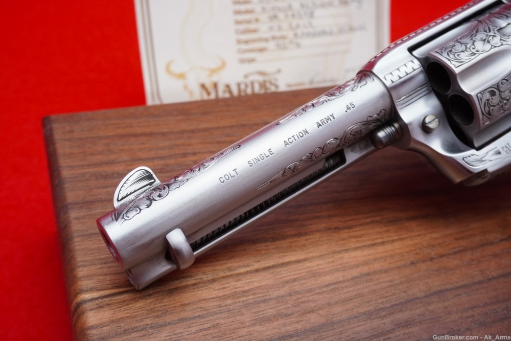 1978 Colt SAA .45Colt Engraved French Grey *ONE PIECE ELEPHANT IVORY GRIPS*-img-1