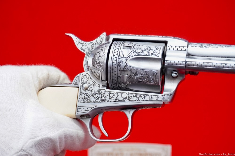 1978 Colt SAA .45Colt Engraved French Grey *ONE PIECE ELEPHANT IVORY GRIPS*-img-13