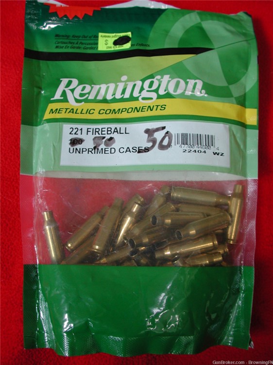 50 NEW Remington Brass Cases for .221 FIREBALL  XP-100, Contender, etc.-img-0