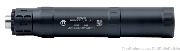 Gemtech 12711 Lunar-9 9mm Luger 1.40" Black Hardcoat Anodized Aluminum 1/2"-img-0