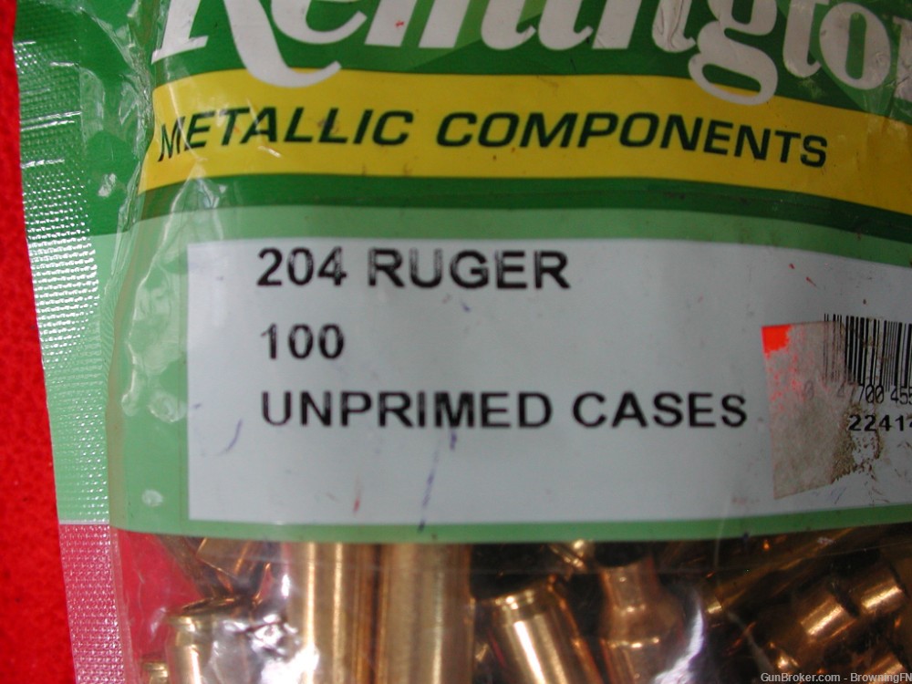 100 NEW Remington Brass Cases for .204 Ruger Cartridge-img-1