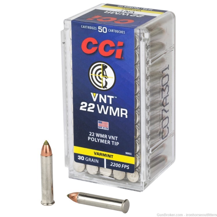 CCI VNT Ammunition 22 WMR 30 Grain Varmint Tip 500 Rounds-img-0