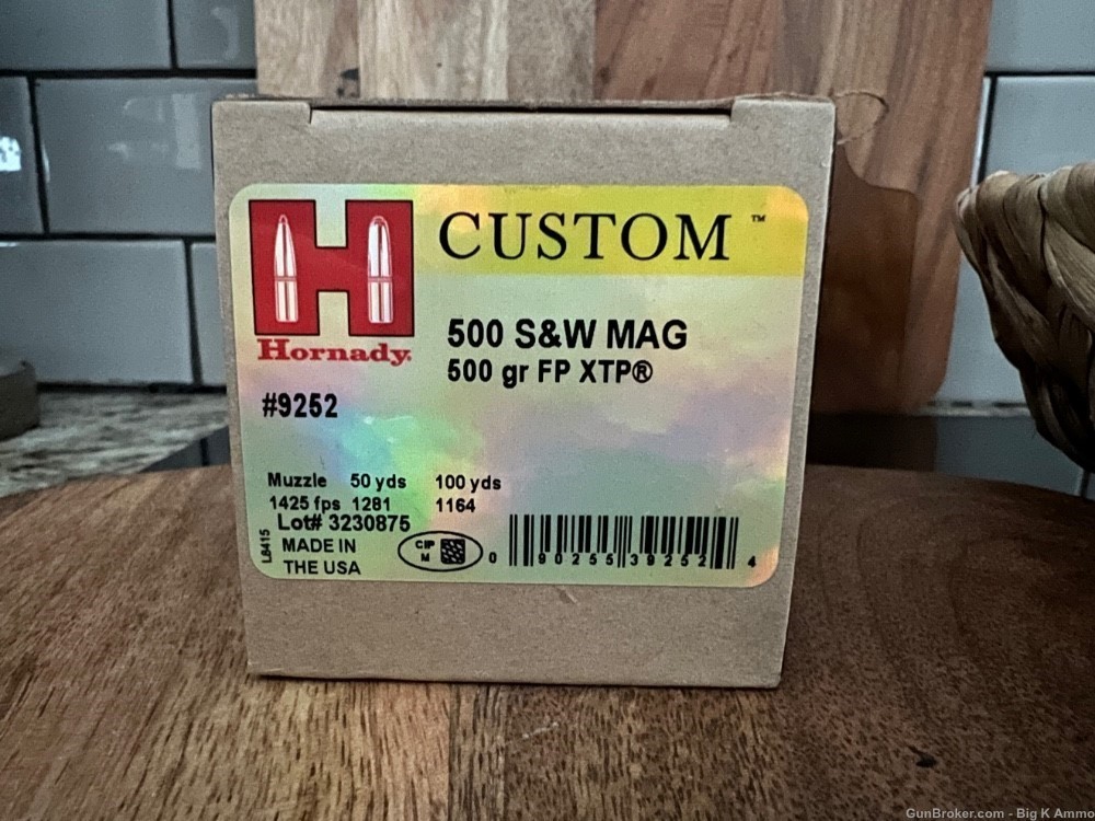 Hornady Custom .500 S&W MAG 500 grain XTP Flat Point 20 Rounds No CC Fees-img-0