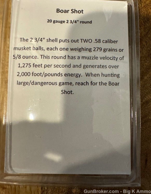20 GAUGE Boar Shot for LARGE & DANGEROUS GAME ( contains x2- 279 Gr balls)-img-1