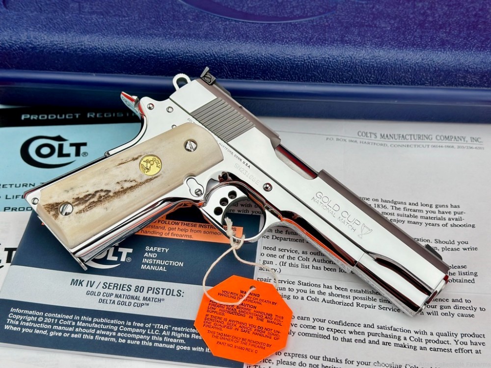 1996 Colt Gold Cup National Match 45 ACP 5" |*POLISHED STAINLESS & STAGS*|-img-6