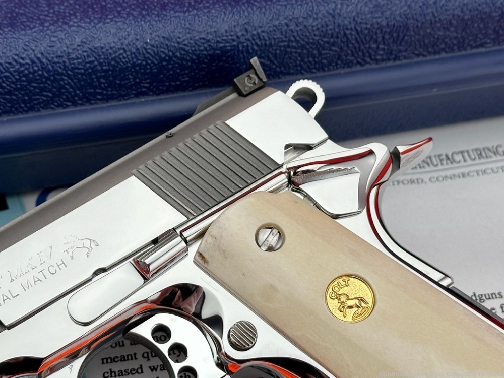 1996 Colt Gold Cup National Match 45 ACP 5" |*POLISHED STAINLESS & STAGS*|-img-4