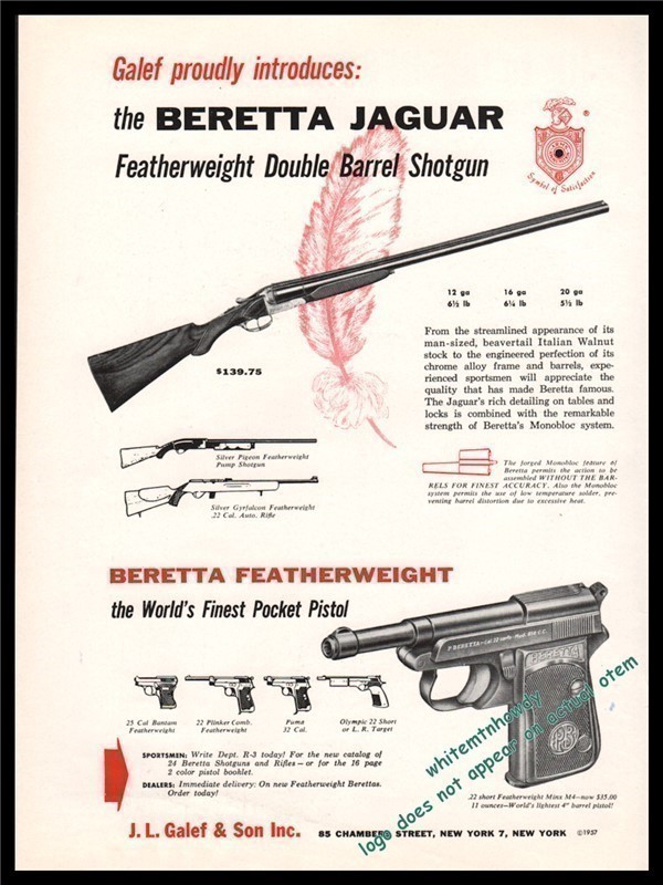 1957 BERETTA Jaguar Shotg, Featherweight Pistol AD-img-0
