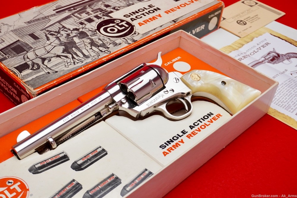 1968 Colt SAA .45 Colt 5.5" Nickel Second Gen In Stagecoach Box Collector!-img-0