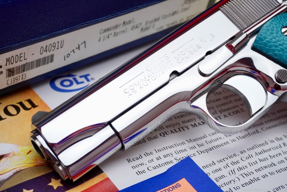 2011 Colt Commander 1911 .45acp *BREATHTAKING BRIGHT STAINLESS*-img-1