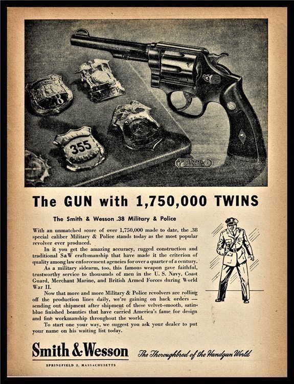 1946 SMITH & WESSON .38 Military & Police Revolver Vintage Gun PRINT AD-img-0