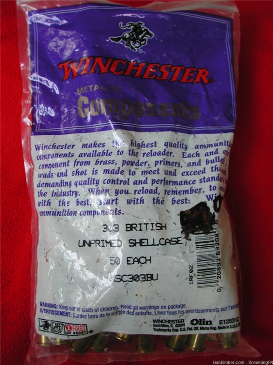 50 NEW Winchester Brass Cases for .303 British Enfield Cartridges-img-0