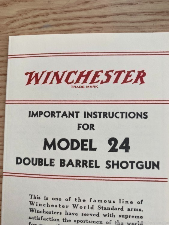 WINCHESTER MODEL 24 DOUBLE BARREL SHOTGUN MANUAL  (703)-img-0