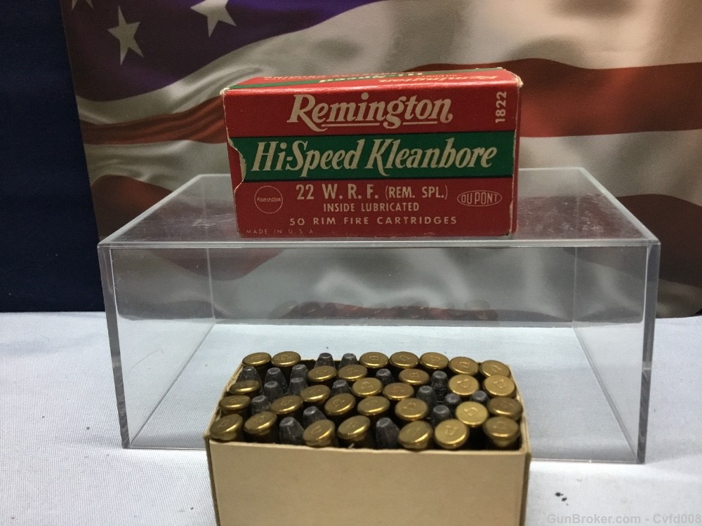 Remington Vintage Hi-Speed Kleanbore 22 WRF Rem Spl Full Box Excellent Cond-img-0