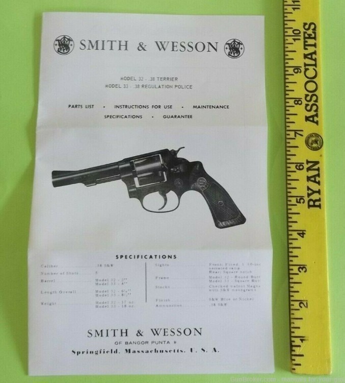 SMITH & WESSON MOD 32-.38 TERRIER/MOD 33-.38 REGULATION POLICE MANUAL (607)-img-2