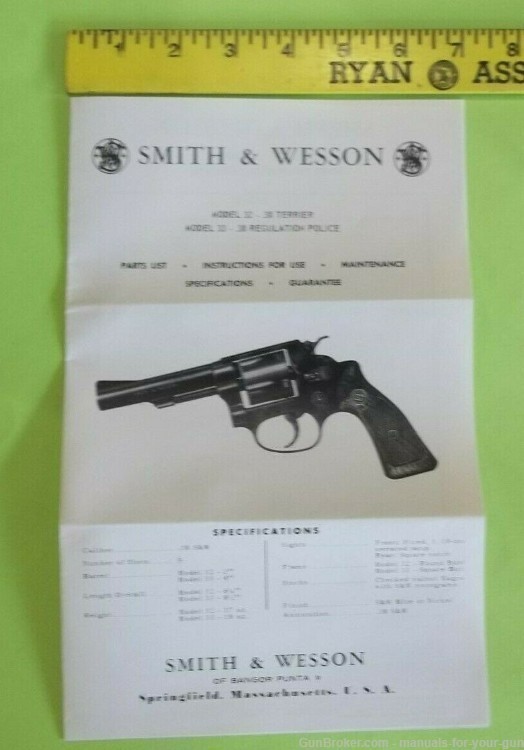 SMITH & WESSON MOD 32-.38 TERRIER/MOD 33-.38 REGULATION POLICE MANUAL (607)-img-3