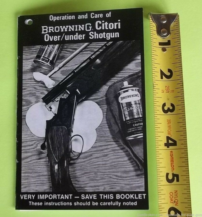 BROWNING OWNER'S MANUAL CITORI OVER/UNDER SHOTGUN, 17 PAGES (554)-img-2