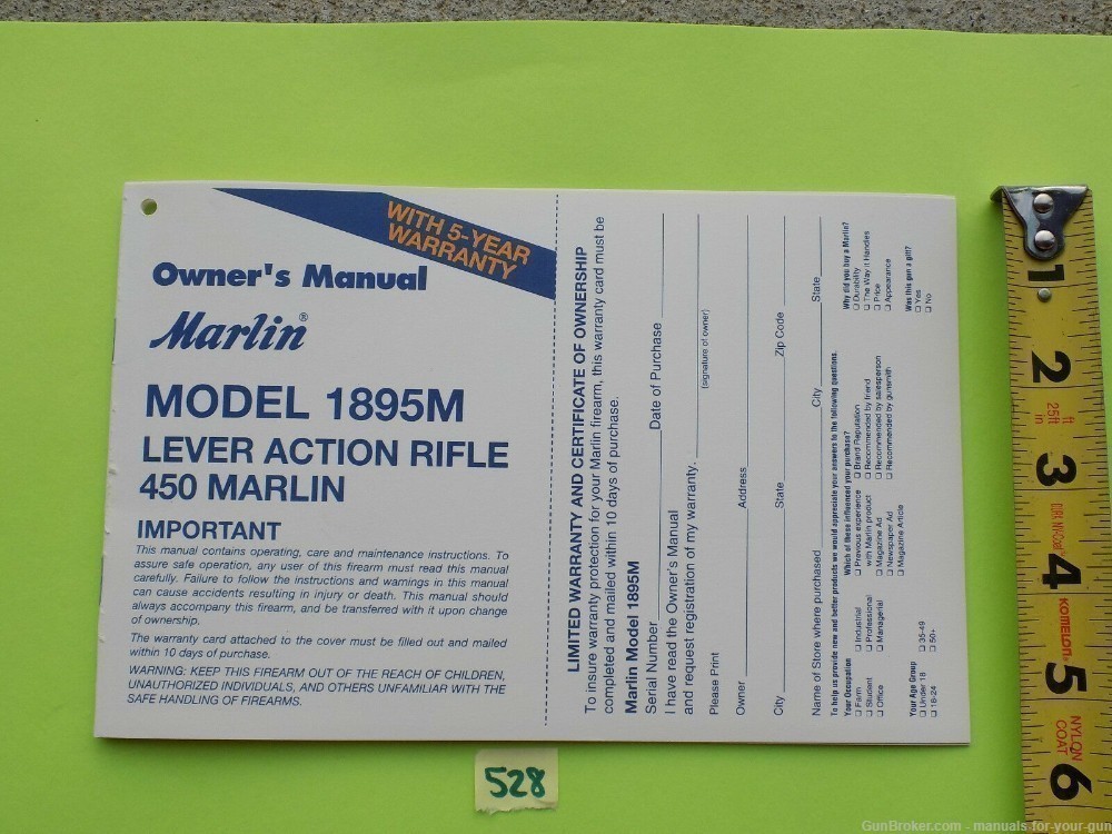 450 Marlin 1895M Lever Action Rifle OWNERS MANUAL (528)-img-2