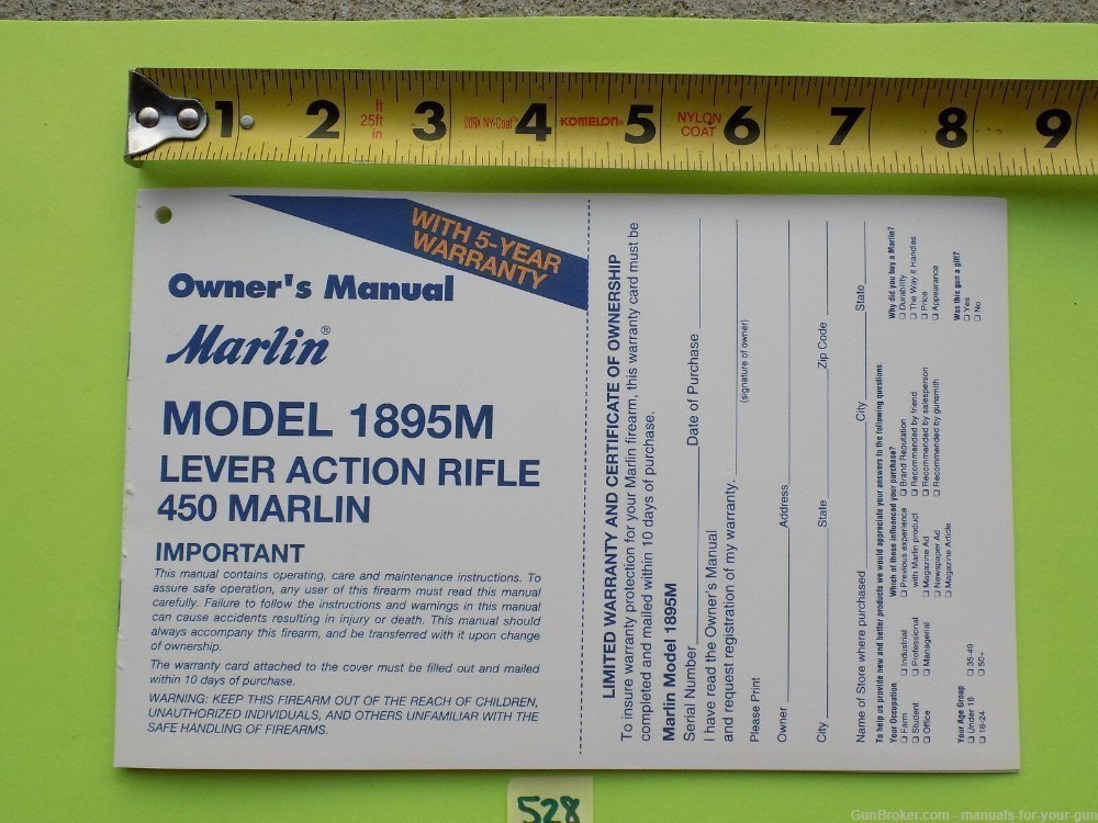 450 Marlin 1895M Lever Action Rifle OWNERS MANUAL (528)-img-1