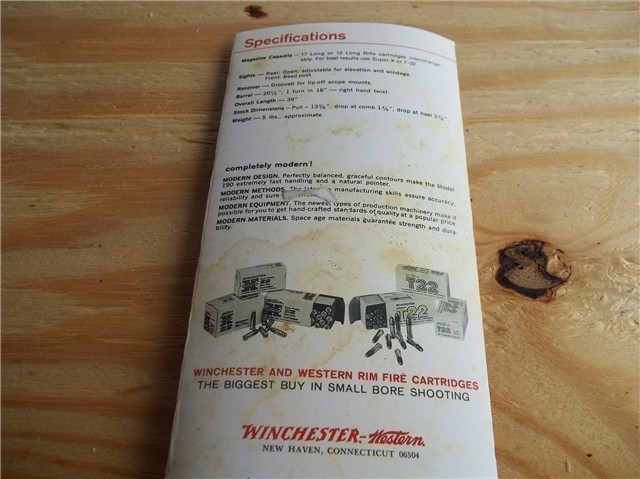 WINCHESTER MODEL 190 Manual dated 12/72 (385)-img-2