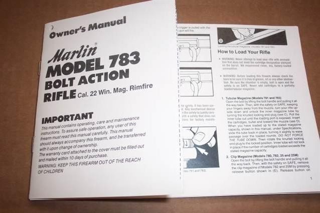 Marlin Model 783 Bolt Act Rifle Cal 22 Manual (86)-img-0