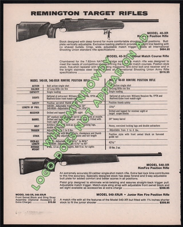 1984 REMINGTON Model 40-XR & 540-XR Rifle PRINT AD-img-0