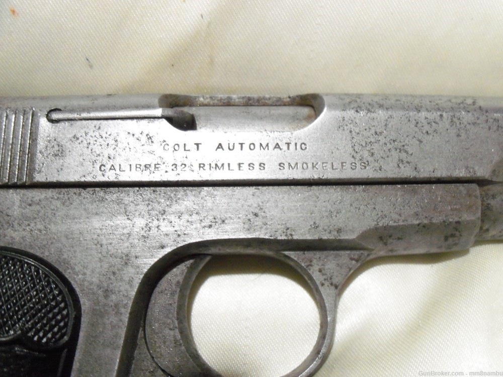 COLT 1903 32ACP PRE WW1 (1916) GREY GUN, 32 CALIBER, EXTERIOR ROUGH NR -img-3