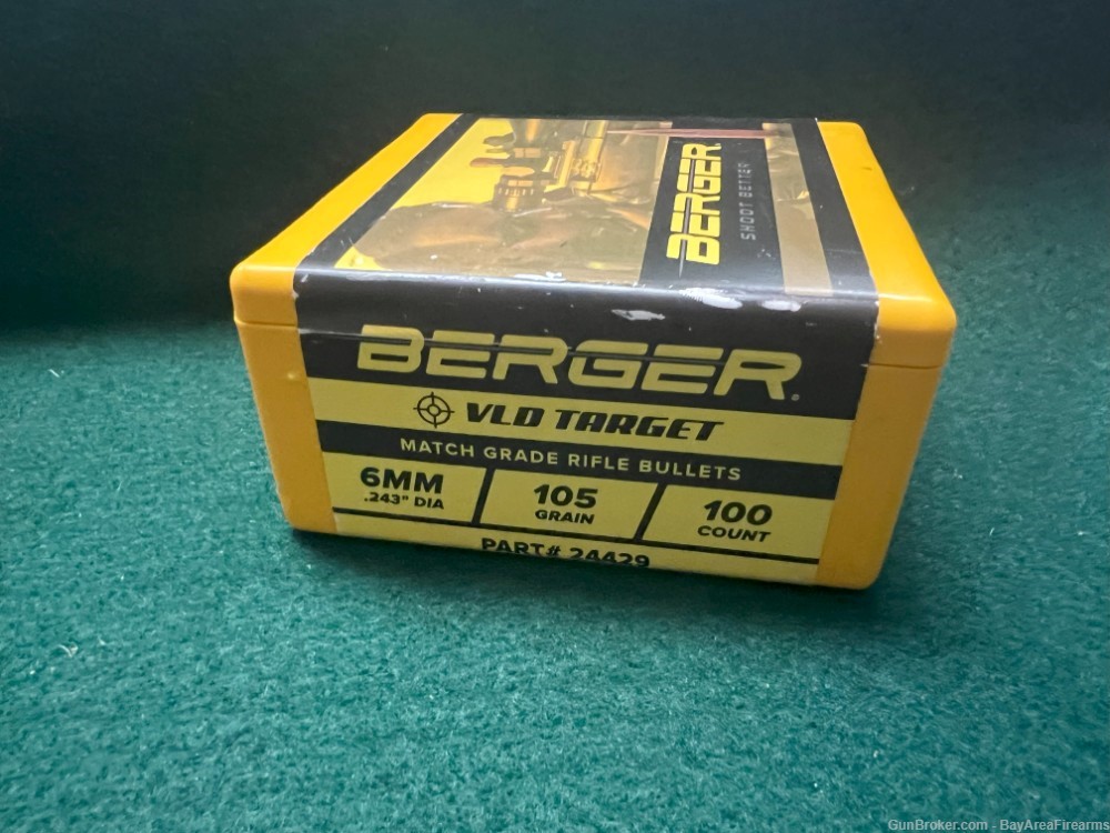 Berger 6mm (.243 Dia) 105gr VLD Match Grade Target Bullet 100/Box - QTY 3-img-1