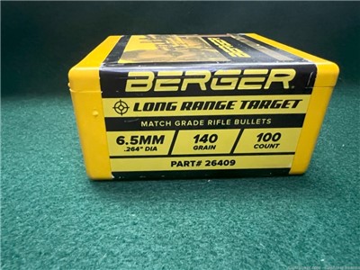Berger 6.5mm (.264 Dia) 140gr LONG RANGE TARGET Match Grade Bullets 100/Box