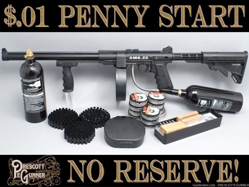 Air Ordnance SMG .22 Belt-Fed Full-Auto Pellet Rifle Penny Start $.01 NR-img-0