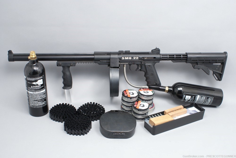 Air Ordnance SMG .22 Belt-Fed Full-Auto Pellet Rifle Penny Start $.01 NR-img-1