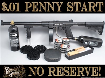 Air Ordnance SMG .22 Belt-Fed Full-Auto Pellet Rifle Penny Start $.01 NR