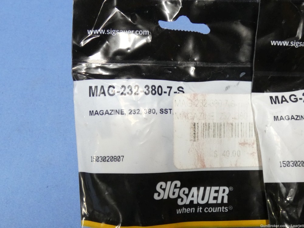 2-SIG SAUER P232 .380 ACP 7 ROUND SS OEM MAGS ZIPPERBACK STYLE-img-1